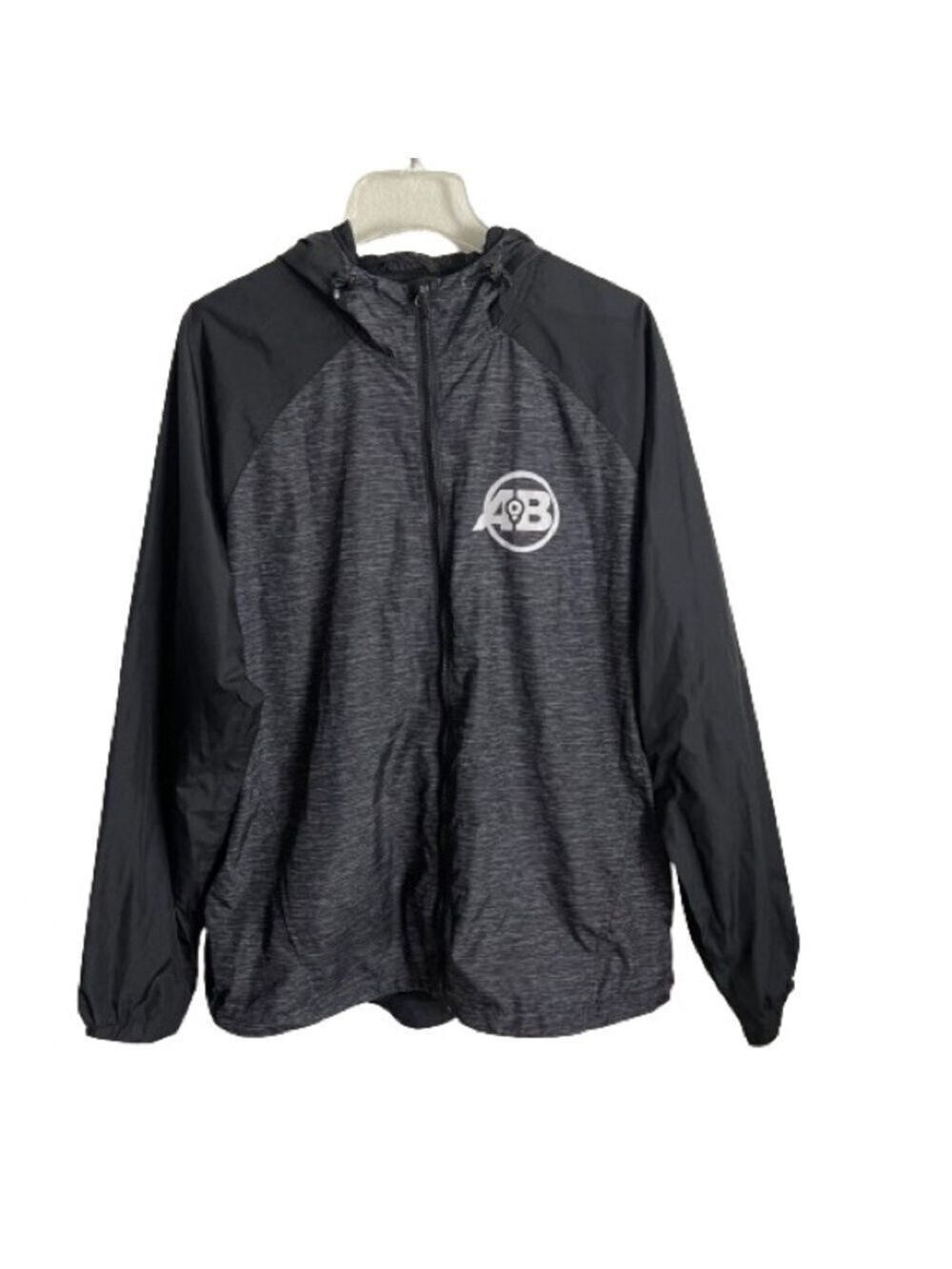 Men’s Sports Tek Black & Grey Lightweight Zip Up Jacket Size Large!